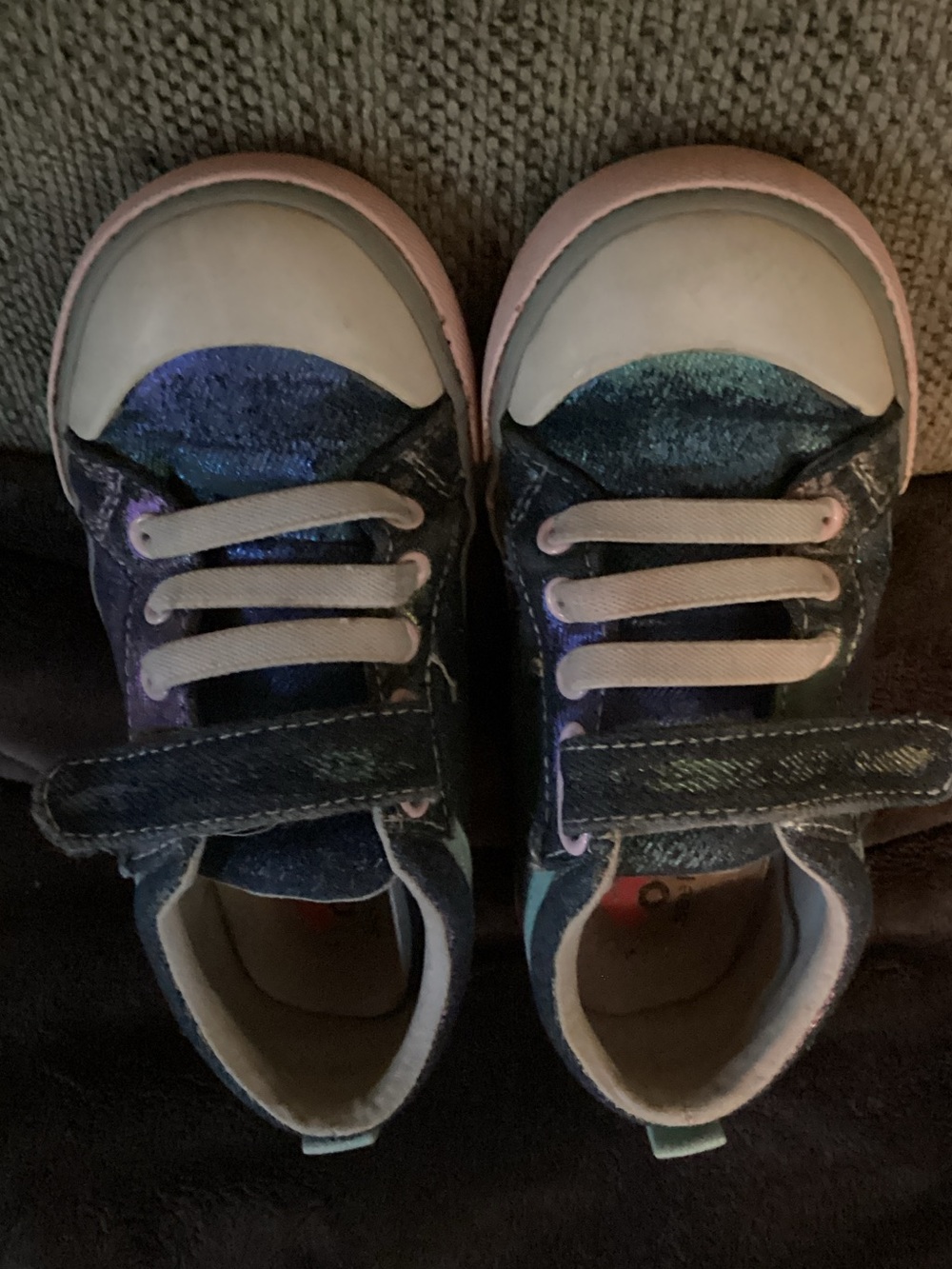 Girls See Kai Run multi color sneakers with Velcro closure size 12 1/2.